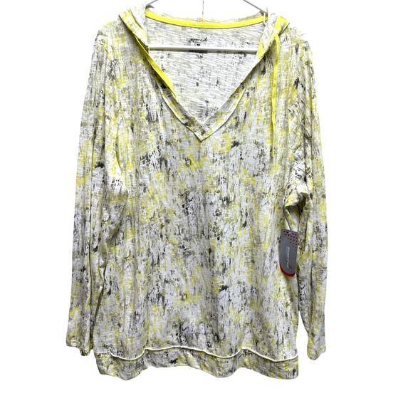 NWT Exertek Women 2X Burnout Athleisure Hoodie Yellow Gray - Picture 1 of 8